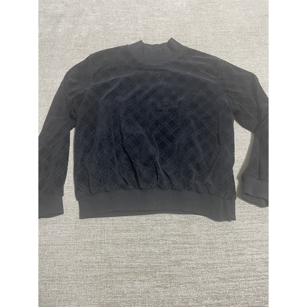 Alfred Dunner Sweater Womens Petite Large Black Long Sleeve Solid Acrylic Knit